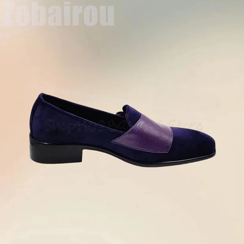 보라색 리치 프린트 버클 장식 패치워크 로퍼 패션 슬립온 남성 신발 고급 수제 파티/연회/오피스 남성 드레스 슈즈