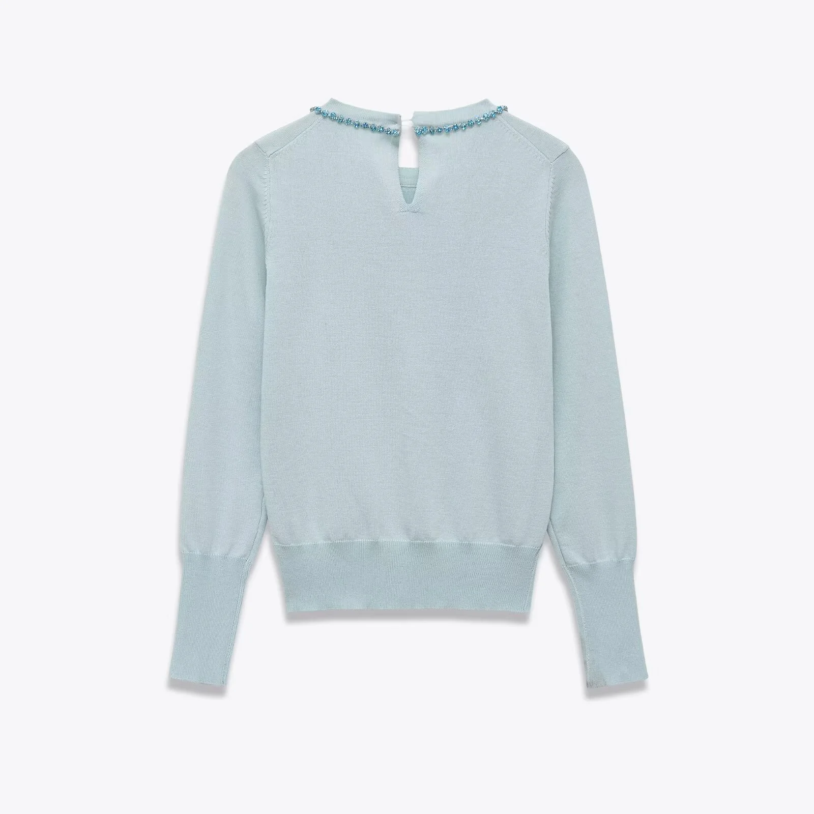 2025, herbst Neue frauen Casual Rundhals Langarm Pullover mit Zurück Split Schmuck Perle Dekoration Gestrickte Pullover