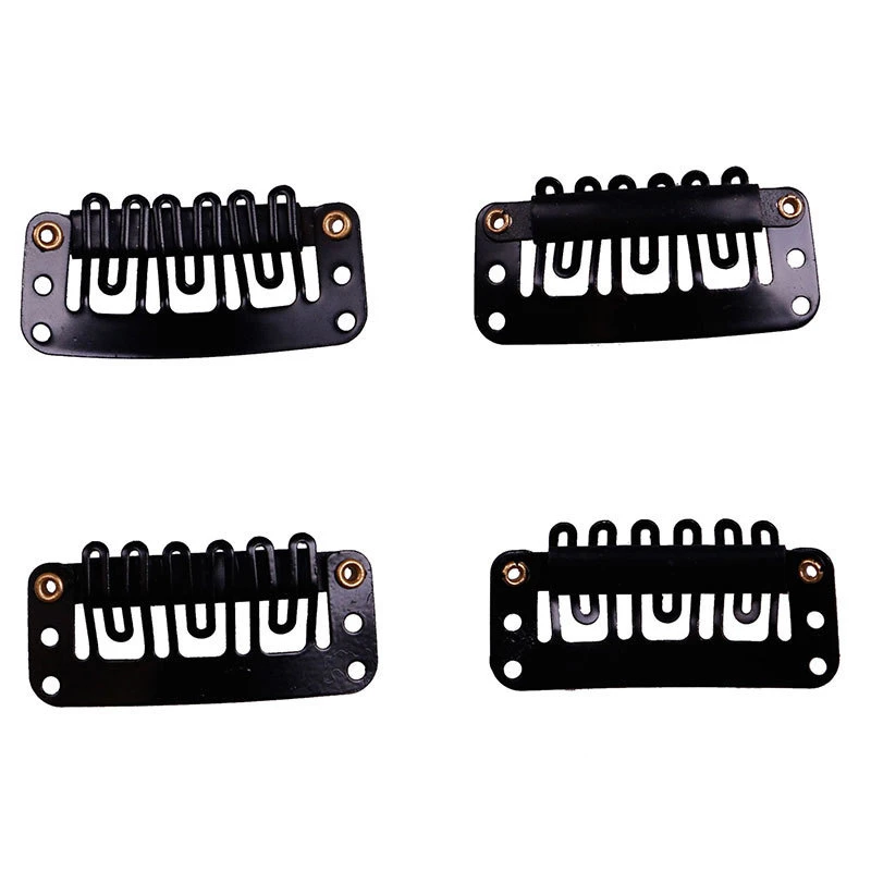 24Pcs Wig Clips 32mm Snap Clips For Hair Extension Tools U-Shape 6 Teeth Hair Extensions Clip Black/Beige/Brown/Dark Brown