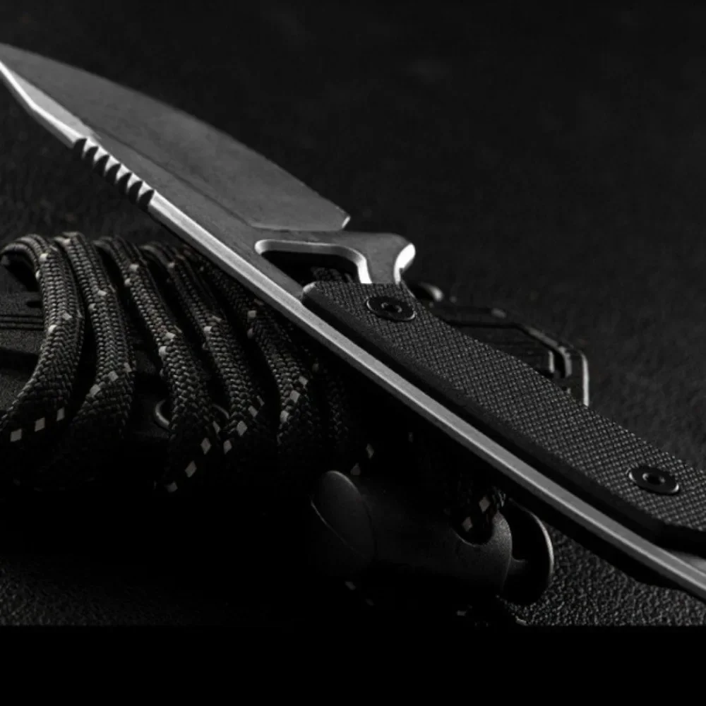 KS 2085 Pisau Lurus Serat Nilon Brace Pisau 8Cr13Mov Pisau Pancing Portabel Multifungsi Luar Ruangan Kolektor Penggemar Pisau