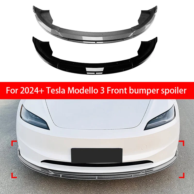 

For Model 3 2024 2025 Modified Front Bumper Lip Splitter Spoiler Body Air Kit Black Carbon Fiber Pattern