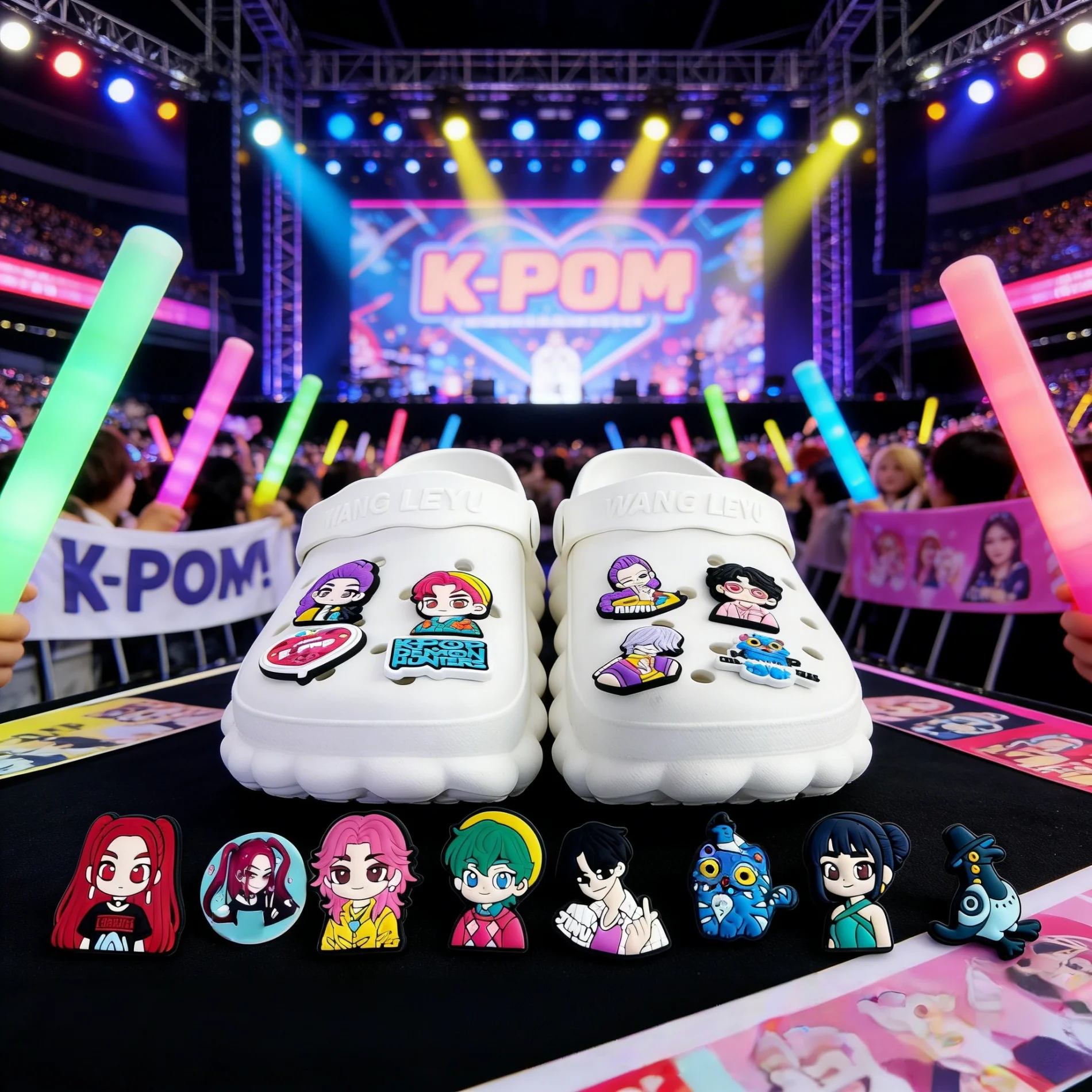 

Hot Selling KPPOP Anime Goods DIY Shoe Charms Set Garden Shoes PVC Detachable Decorative Buckle Hole Shoe Flower Shoe Buckle Set