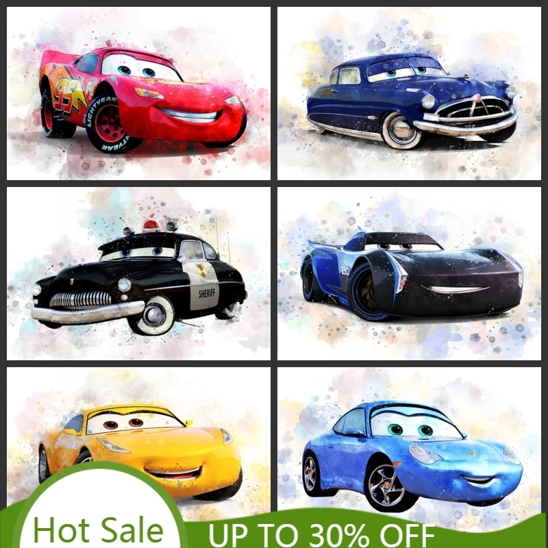 Disney Pixar Cars Canvas Painting Cartoon Lightning Mrqueen Poster and Print Cuadros Wall Art Picture for Kids Room Home Decor