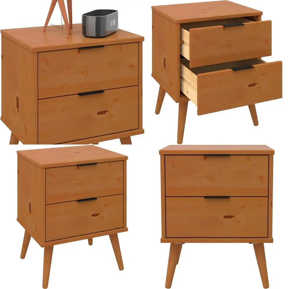 

Современная тумбочка из цельного дерева с 2 ящиками для спальни, идеально подходит для квартир и компактных помещений.