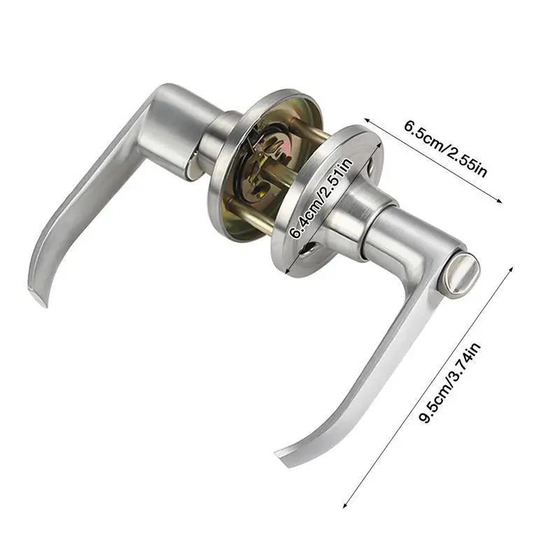 1Pc Indoor Room Door Lock Aluminum Alloy Bathroom Bedroom Simple Handle Lock Three Bar Spherical Handle Lock