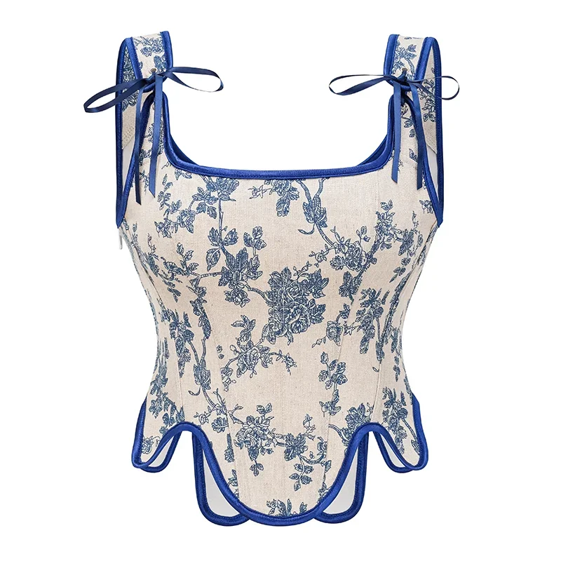 Sexy Lace-Up Corset Crop Top Slimming Body Shaper Waist Trainer Y2k Streetwear Vest Tops