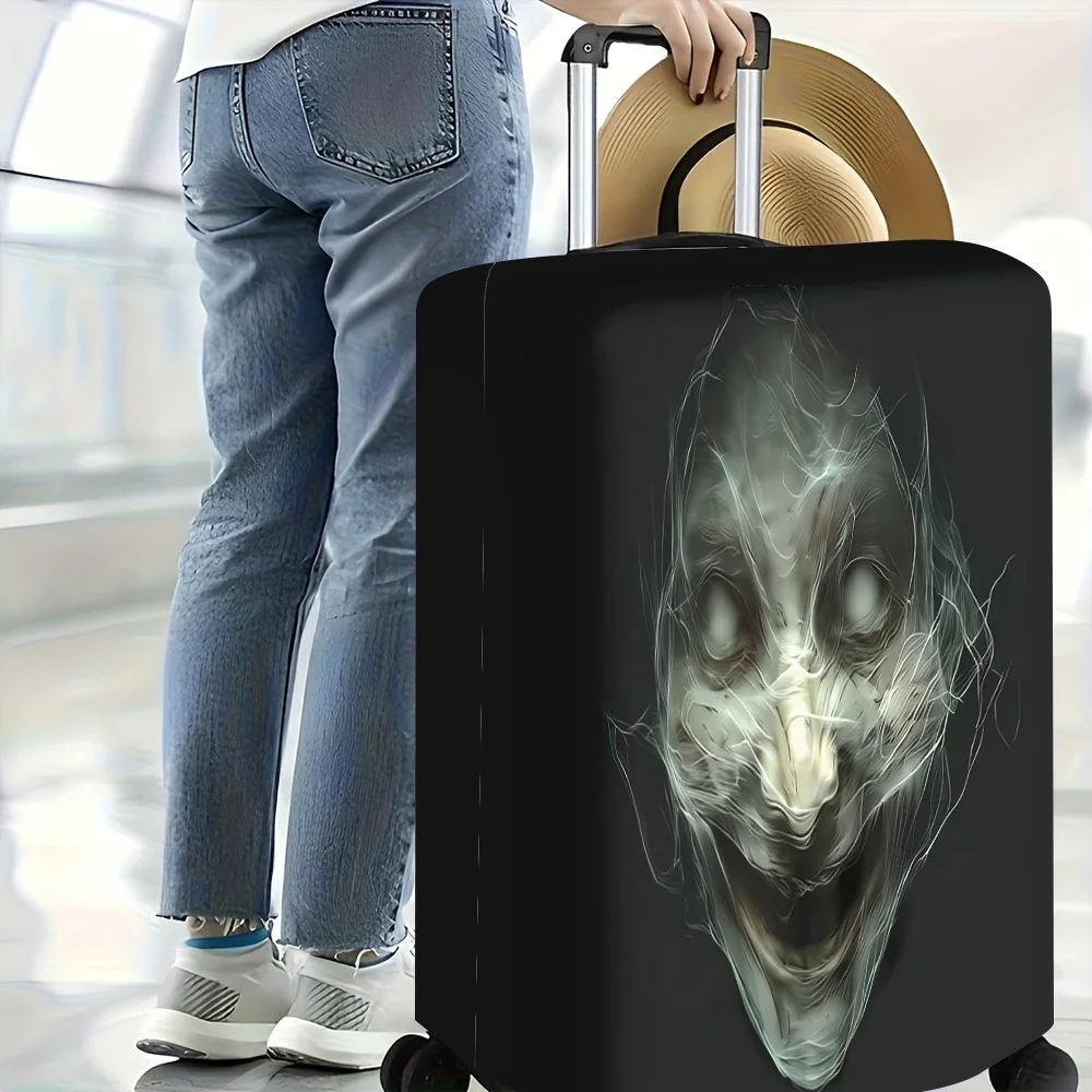 1pc Spooky Ghost Face Luggage Cover. Fits 18–32-inch suitcases; effectively protects your luggage.