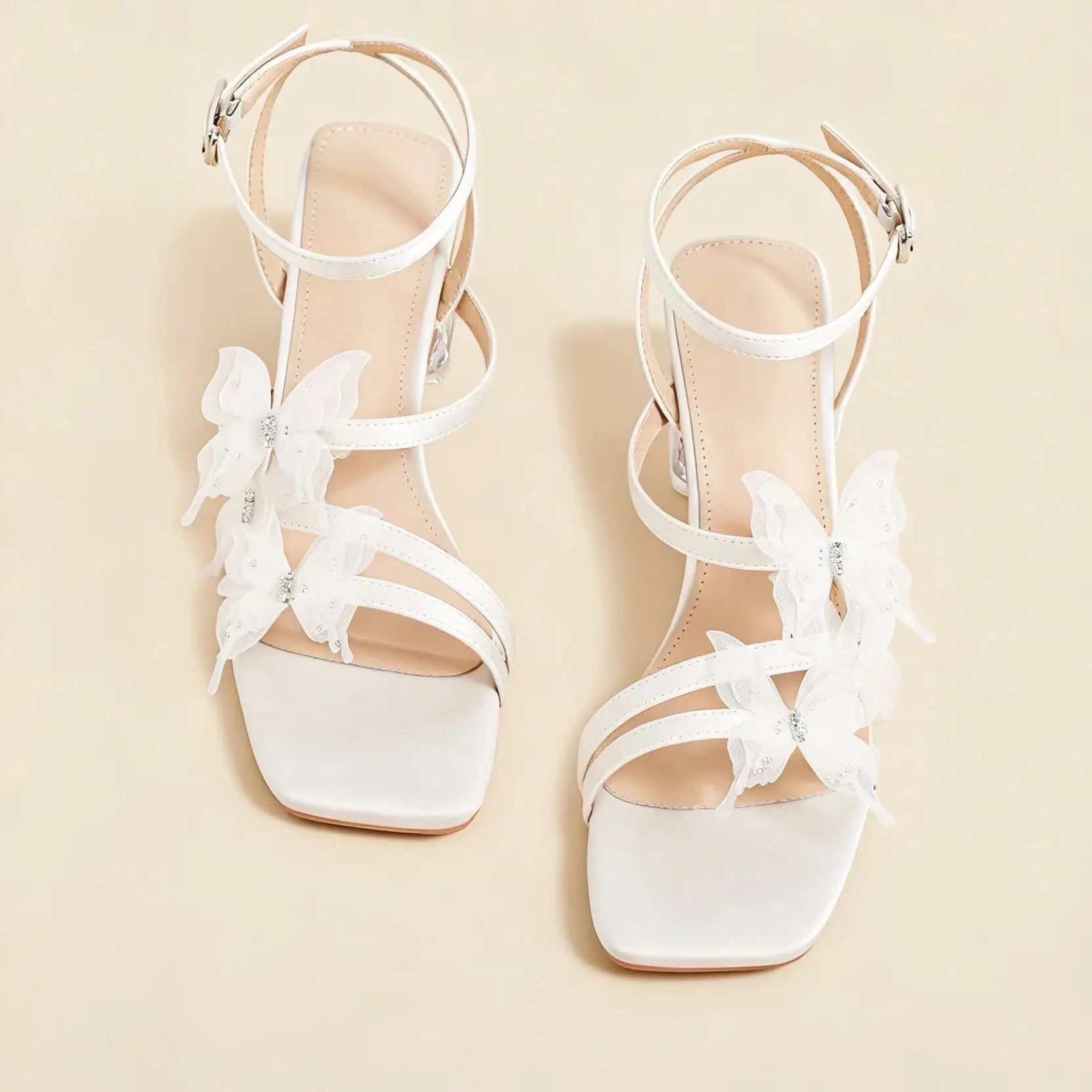 

Bloomsteps trendy open-toe strappy high heels for women, perfect for summer 2025, square-toe sandals, elegant and sophisticated.