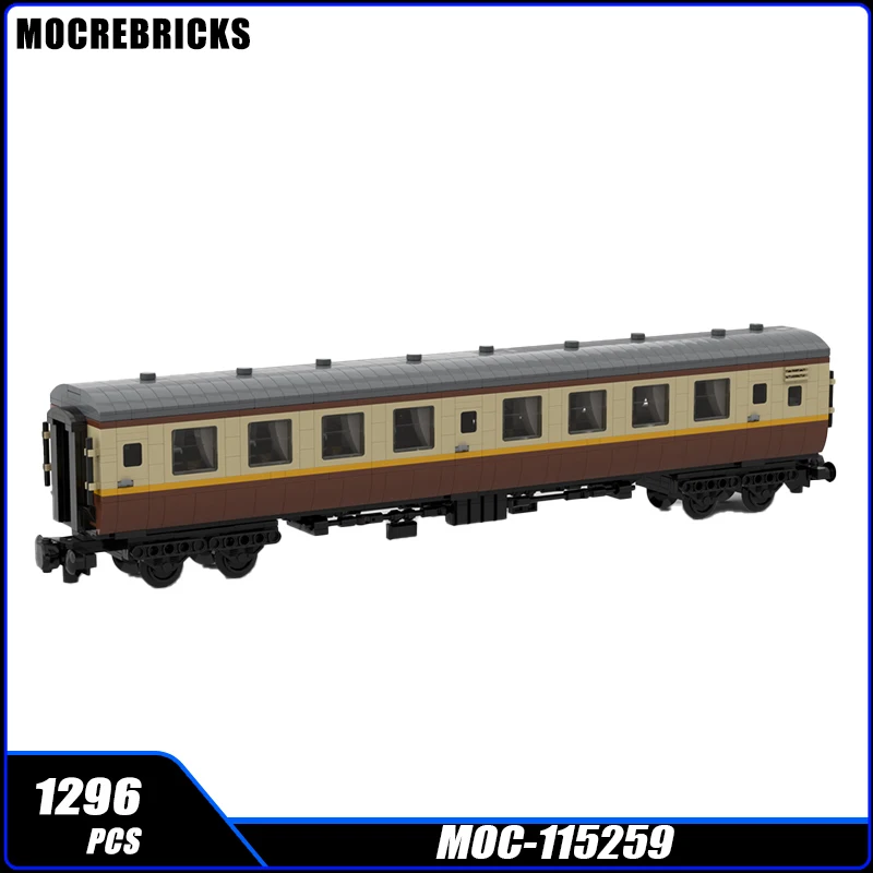 MOC High-Speed Railway Railways Mk.1 2nd Class Passenger Coach Building Blocks Assembly Model Bricks Display Creative Kid Toys