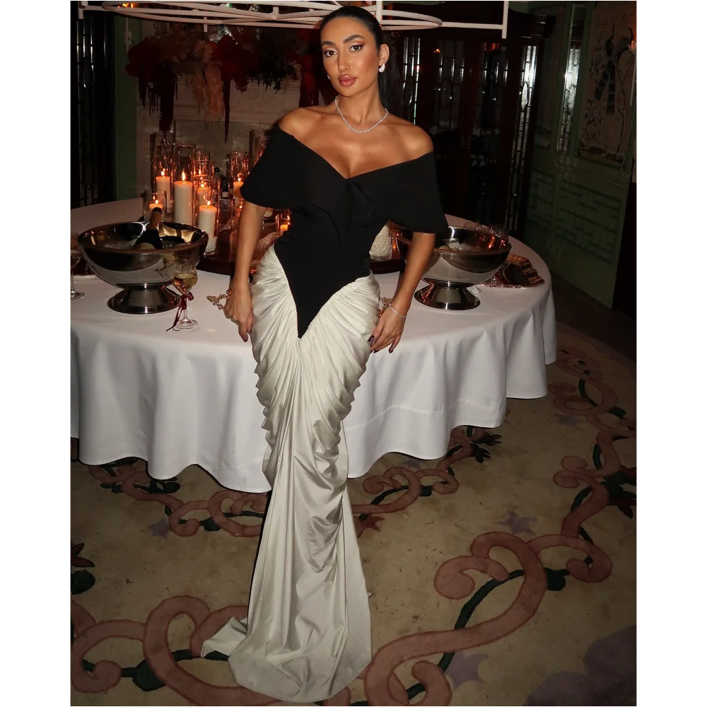 

New Mermaid Evening Gowns Fashionable Off Shoulder Gala Dresses for Women Customized Stain Floor Length Robes de Soriee