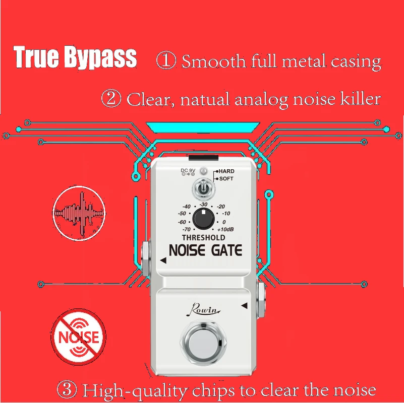 Rowin Super Tiny Pedal Noise Gate Effects Noise Reduction Noise filter Suppressor Noisegate NS-3 For PedalBoard Electric Bass