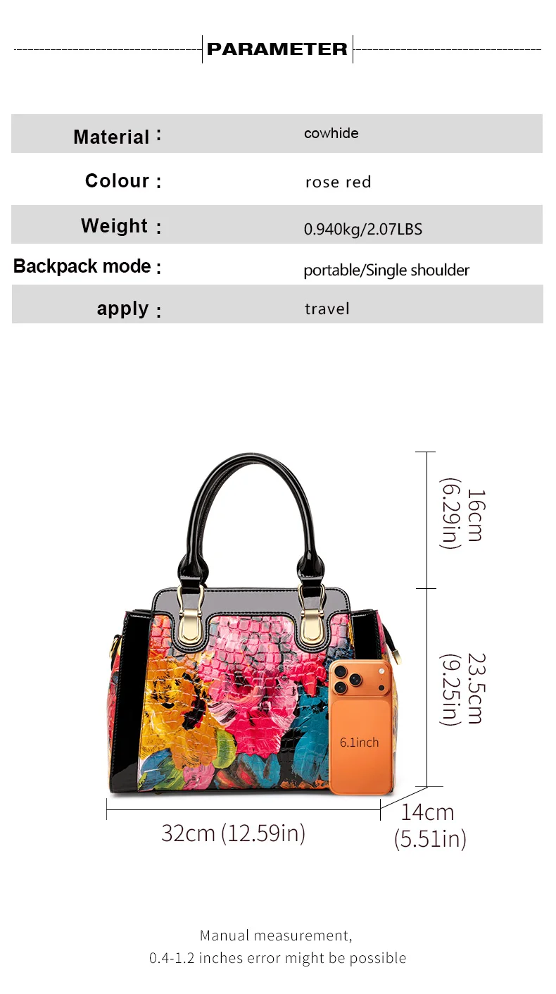 Aidrani Damenhandtasche mit Blumenmuster und Krokodilprägung, farbenfrohe Umhängetasche mit Henkel, Damen-Umhängetasche für den täglichen Gebrauch. – Detail 4