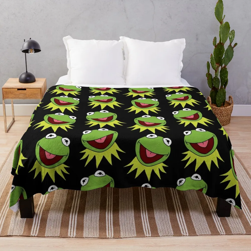 Kermit The Frog pattern Throw Blanket Summer Retros Blankets