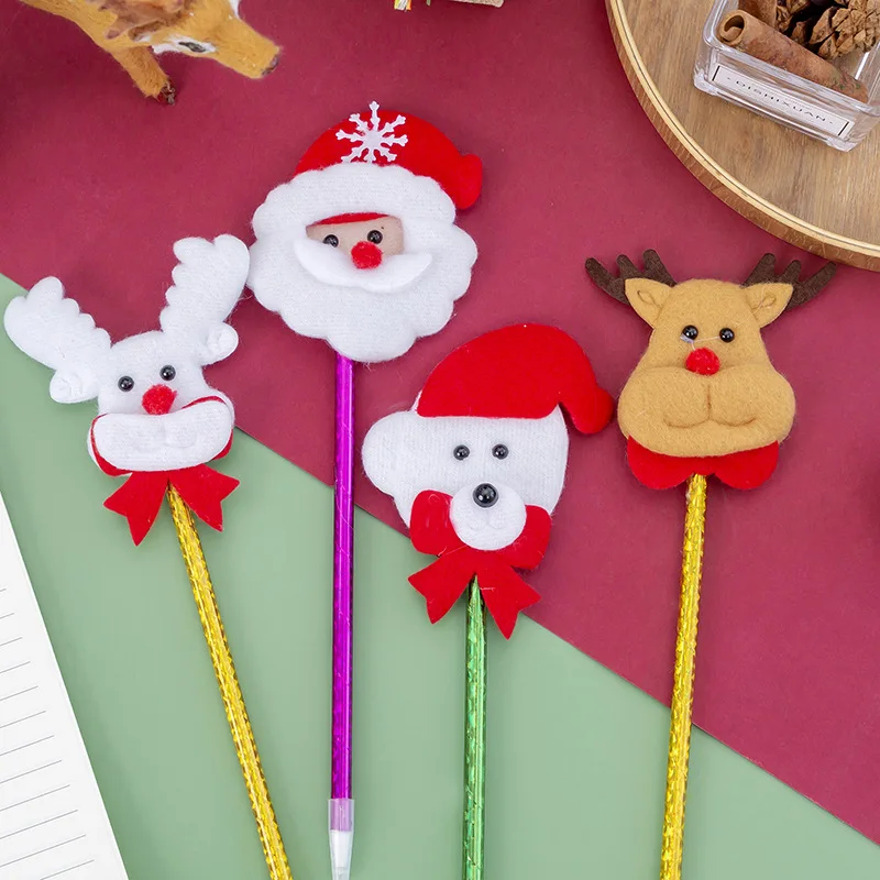 

20/60 Pcs Wholesale Christmas Plush Ballpoint Pen Student Stationery Kids Student Christmas Small Gift Gift Prize