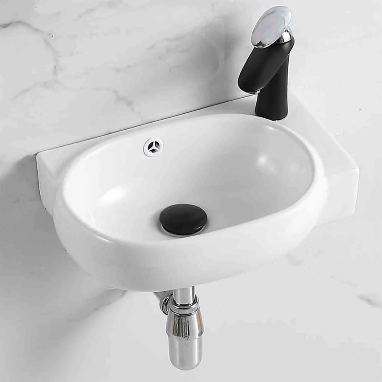 Ceramic Washbasin Mili Wall-Hung Sinks  Balcony Hand Wash Basin Art Basin Countertop Sinks With Faucet And Drainer Drain Pipe