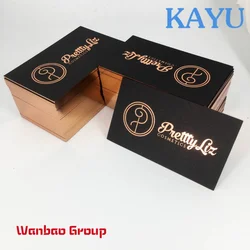 Custom  Printing Custom Rose Gold Foil Emboss Logo Foil Edge Cardboard Thick Paper Luxury Black Business Card Printing