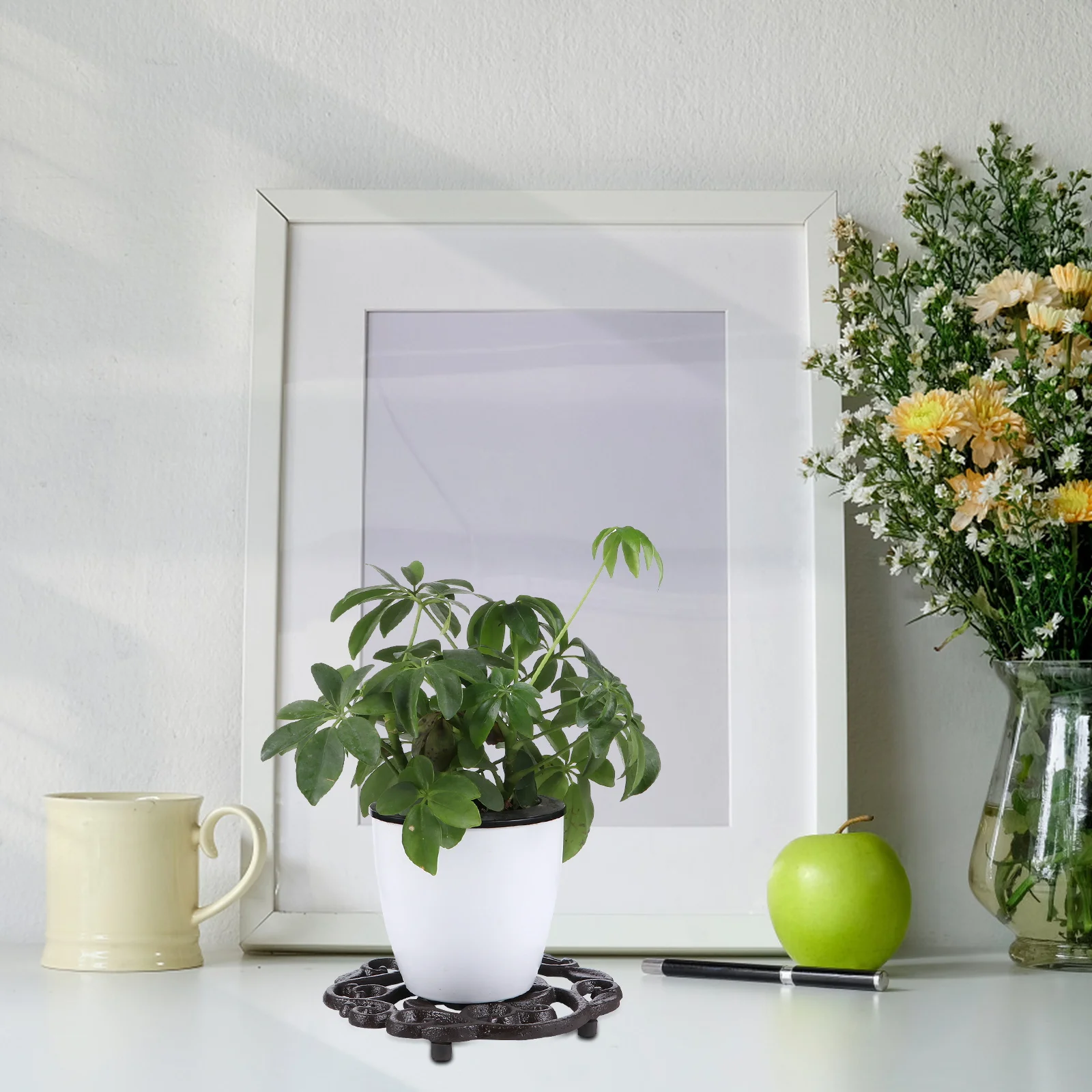 

Coffee Plant Pot Stand Premium Floor Protector Anti-Skid Rustproof Elevation for Indoor Outdoor Use Plant Pot Mat