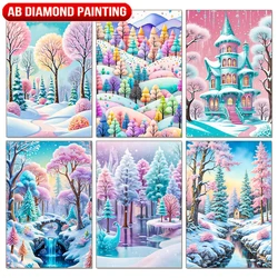Ice and Snow Scenery Diamond Painting Winter House Diamond Inlay Cross Stitch Set AB Square/round Rhinestone DIY Home Decoration