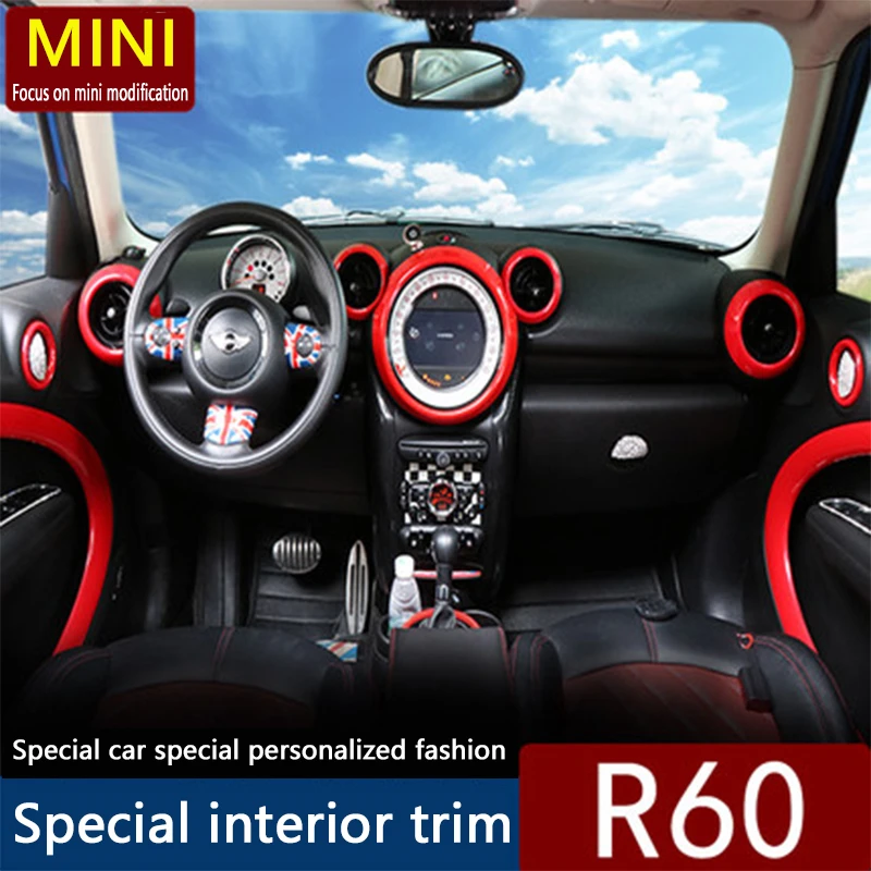 For MINI Countryman R60 Interior Dashboard Decoration Ring Air Outlet Door Handle Gear Modification Sticker 2011-2016