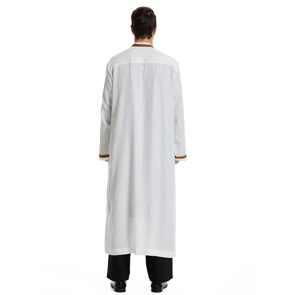 Abaya musulmane à manches longues pour hommes, vêtements islamiques, Abaya à col montant, Robe arabe, Robe musulmane, Jubba saoudien, Thobe, Ramadan, Kimono, Caftan de Dubaï