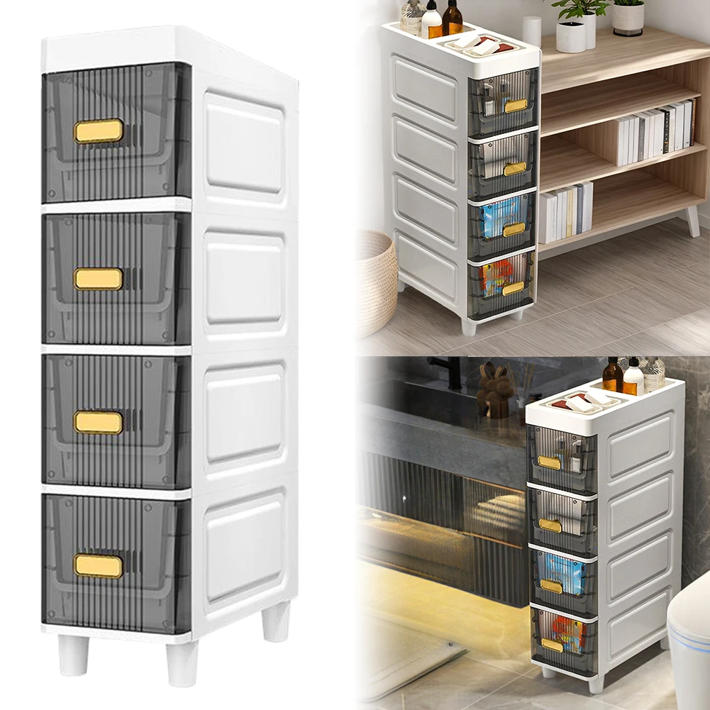 

Waterproof 4/5 Tier Bathroom Storage Cabinet Compact Design for Small Spaces Bedroom and Restroom Organization
