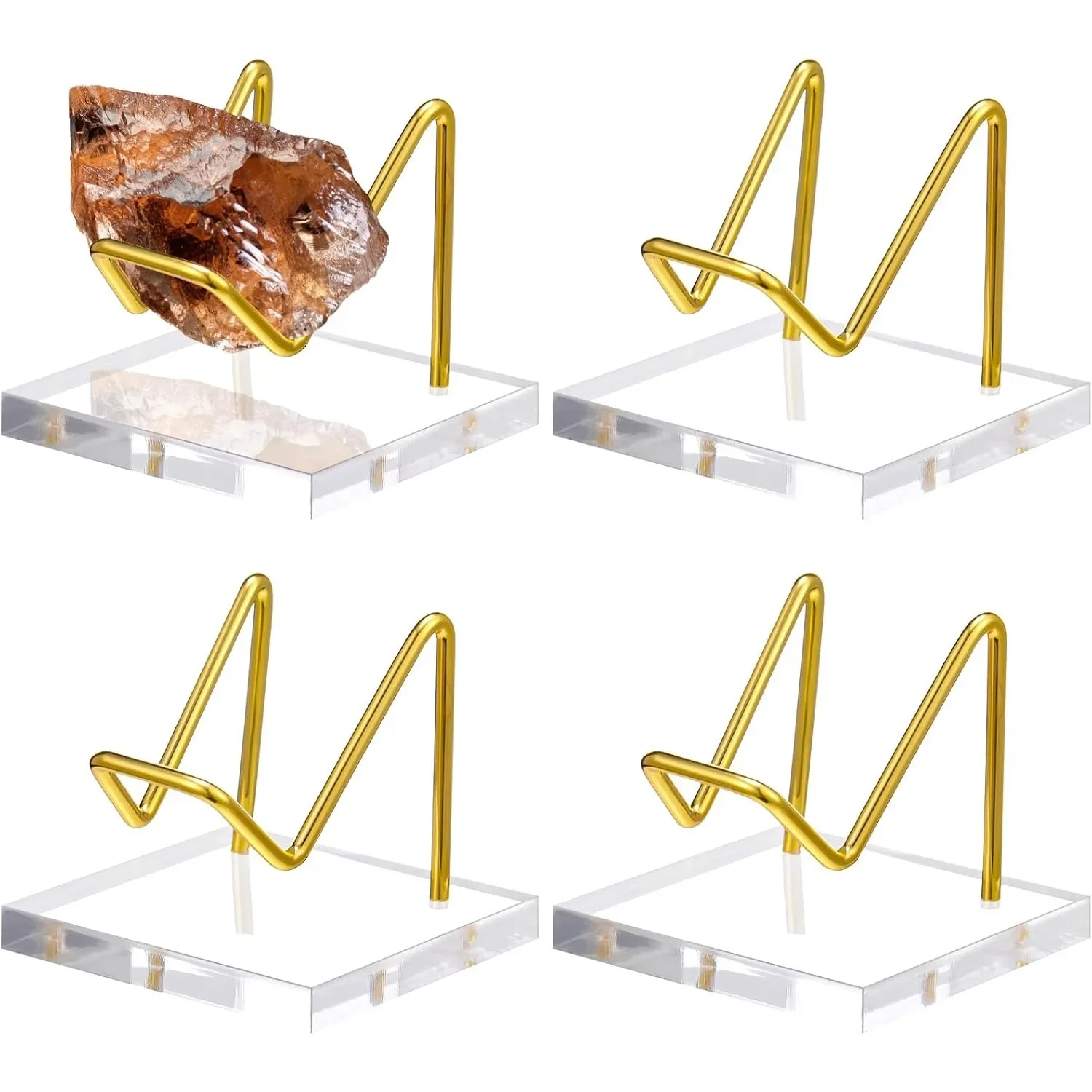 1pc Metal Rock Display Stand with Acrylic Base, Crystal & Mineral Specimen Holder, Suitable for Office and Home Decor