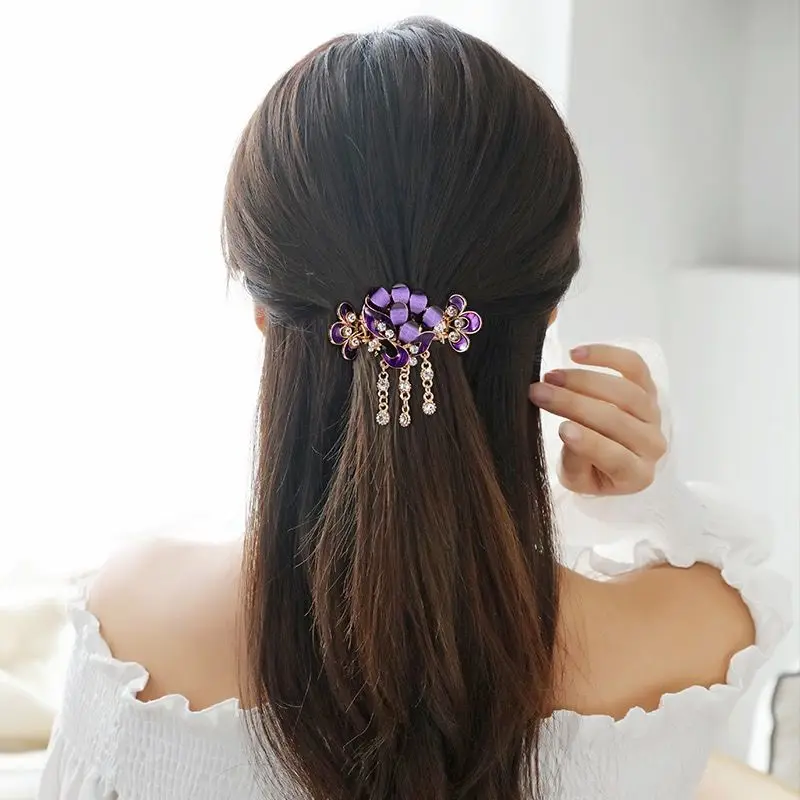

Women Girls Tassels Rhinestone Alloy Butterfly Hair Clips Female Summer Autumn Casual Festivals Hair Claw 2025 New Headwear