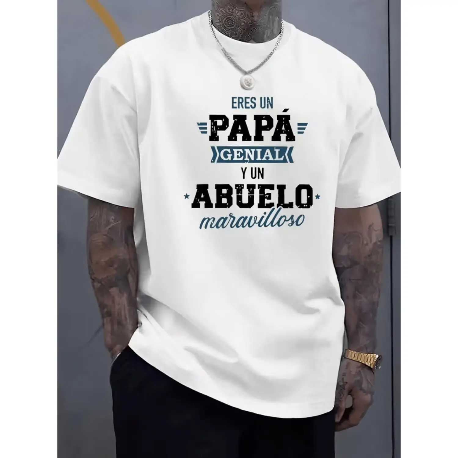 1 Men's Summer Casual T-shirt- Spanish and English 