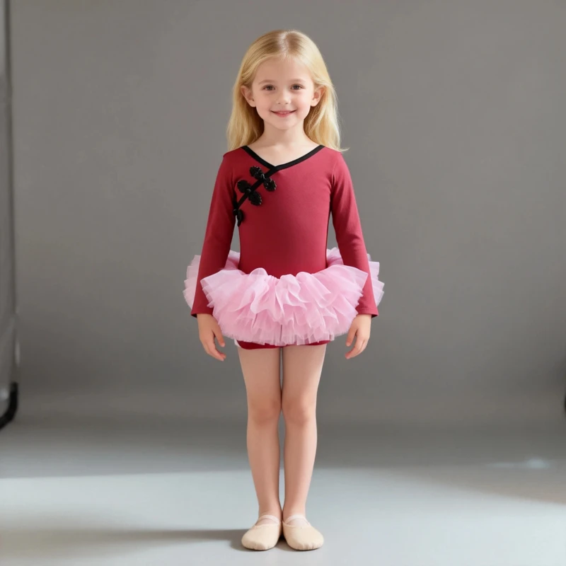 

Балетный купальник для гимнастики и танцев с длинным рукавом, зимняя одежда для девочек, костюмы для выступлений, детский танцевальный костюм, осенняя танцевальная одежда