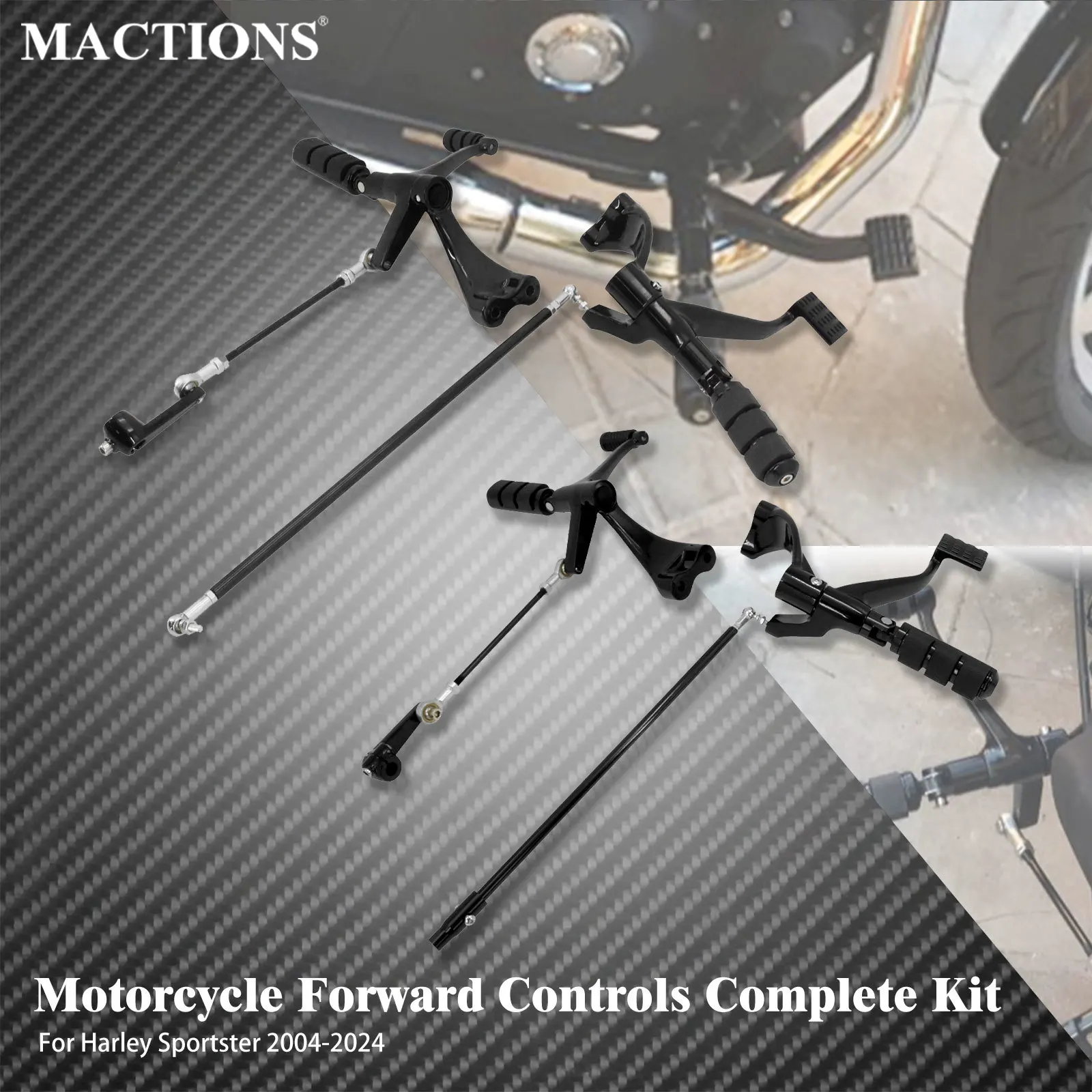 Motorcycle Forward Controls Footpegs Levers Linkages Complete Kit For Harley Sportster Iron 883 XL 1200 48 72 04-24 Footrest Set