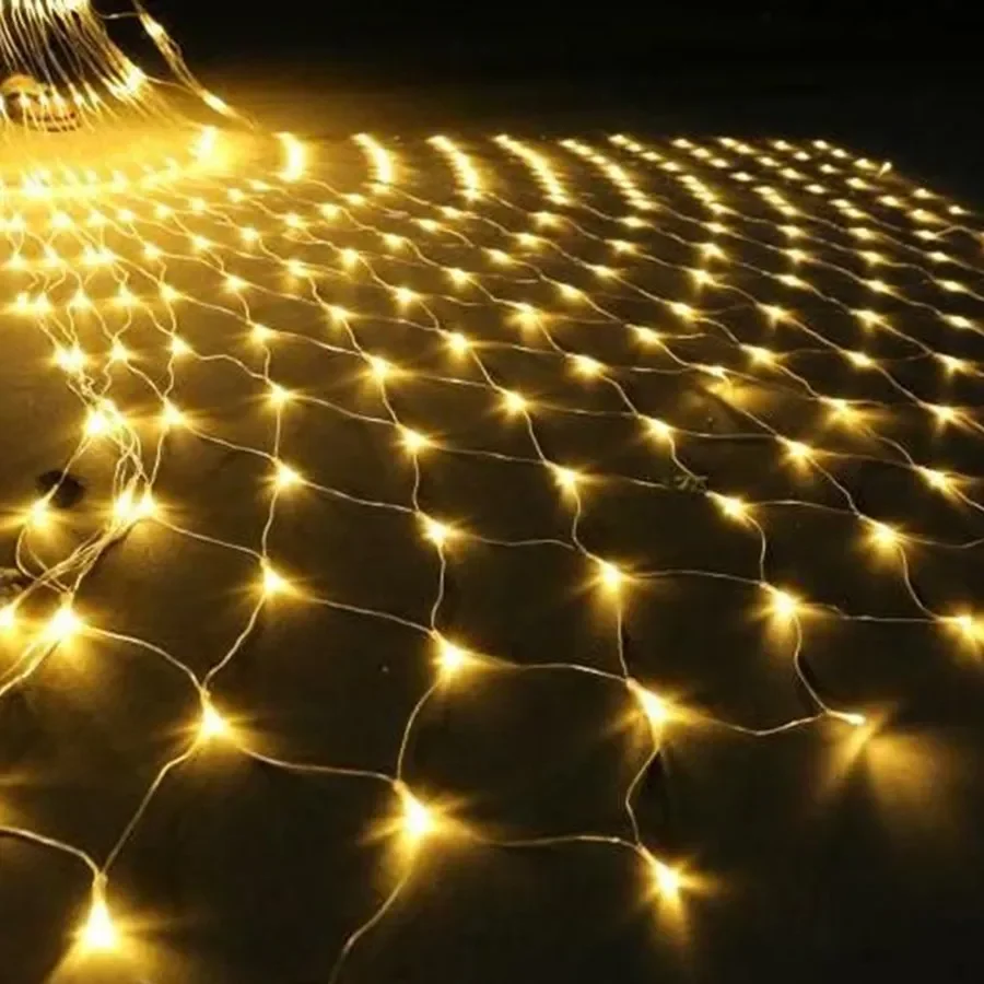 Solar or EU Plug Net Light Mesh Fairy Lights Waterproof Garland With 8 Modes Timer Christmas Decorations For Home 3M*2M Holiday