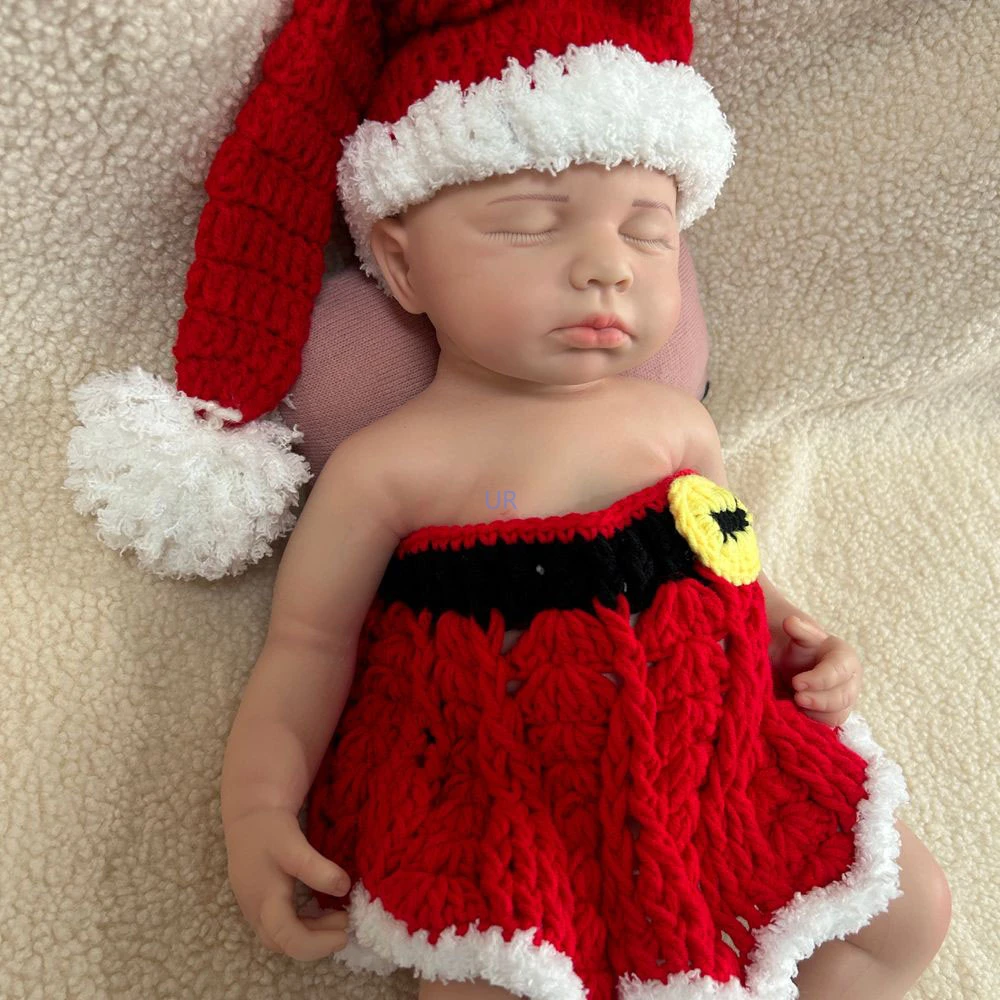 20" Squish Asleep Reborn Doll Handmade Full Body Silicone Newborn Baby Loulou Realistic Silicone Baby Doll Xmas Gift Kits