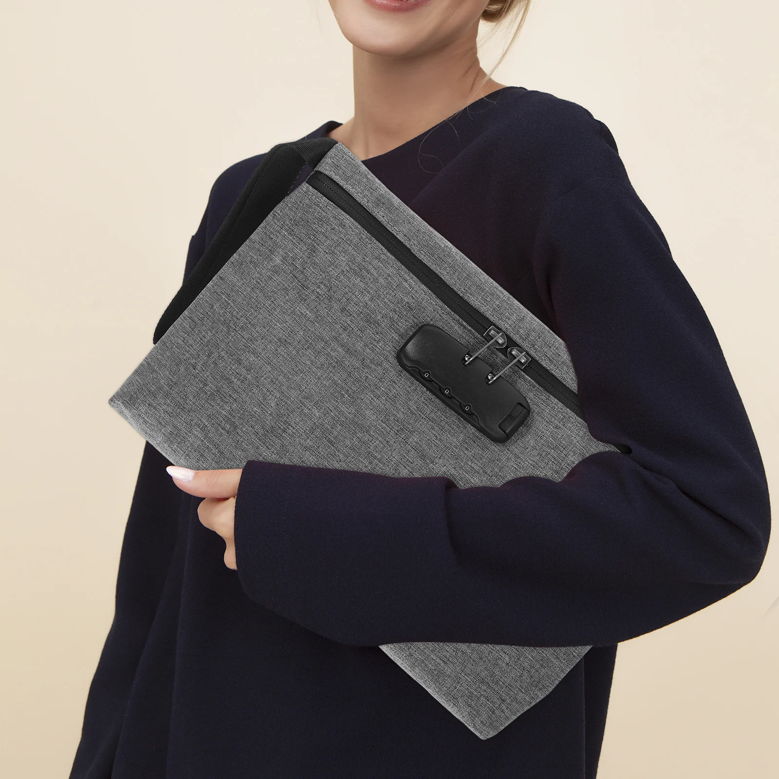 

Combination Lock Storage Bag Rose Pink Portable Waterproof Lockable Money Cash Pouch High Security Large Storage for Office