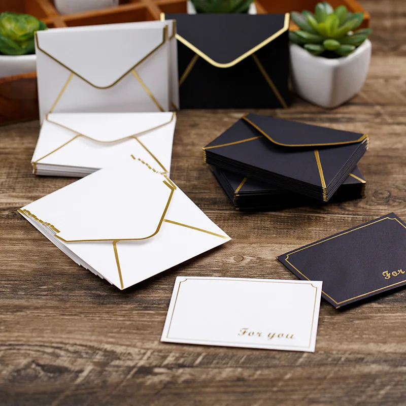 10*7.5cm Mini Small VIP Envelopes - Gold Foil Western Style Membership Card Envelopes - Greeting Card Storage