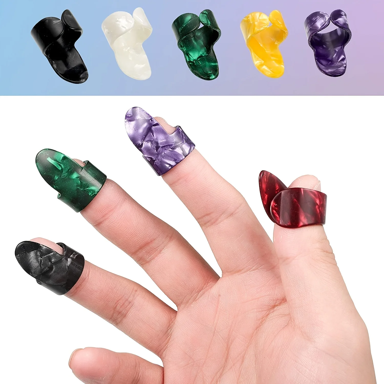 Flat Thumb Picks Finger Picks, ,Celluloid Guitar Thumb Finger Picks Ukulele Picks Accessories (12 Colors,Color Random Packaging)