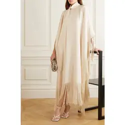 Robe de Rhde Dubaï à col roulé pour femme, manches longues, longueur rinçage, robe de soirée formelle, fête d'anniversaire et de mariage, quelle que soit l'Arabie