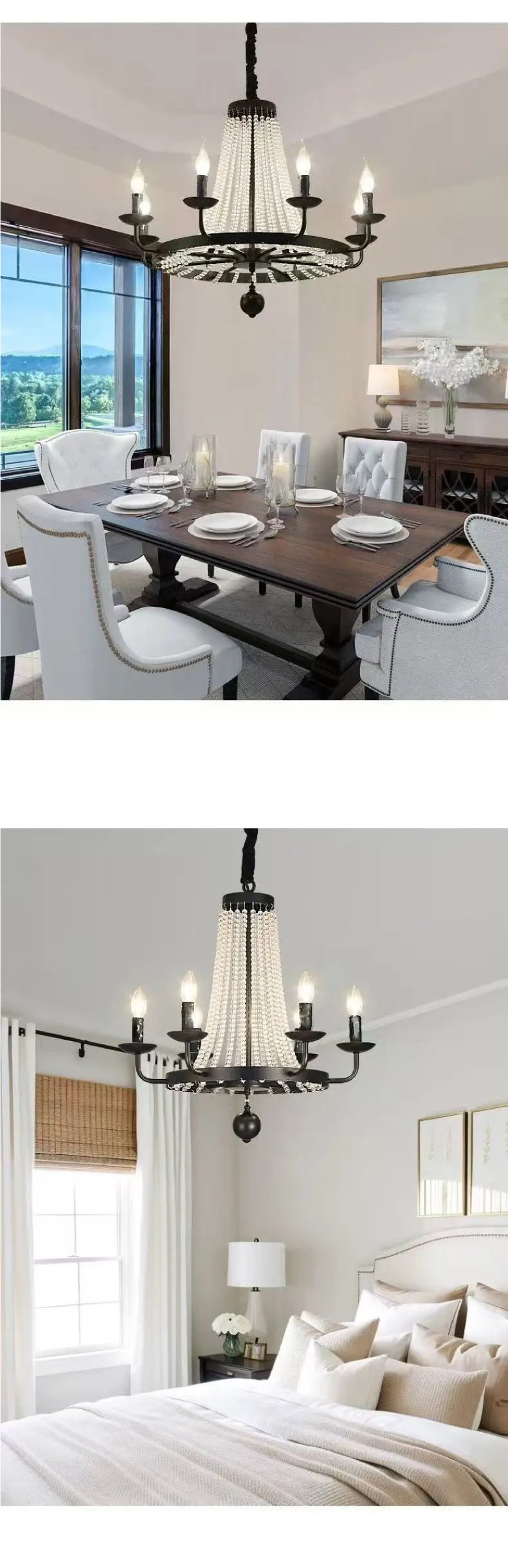 American Retro Crystal Candle E14 Chandelier