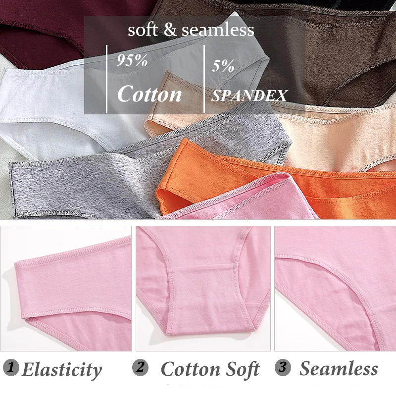 3Pcs Women Cotton Panties for Women Sexy S-XL Low Waist Briefs Female Breathable Underwear Girl Intimates Lingerie Solid Color