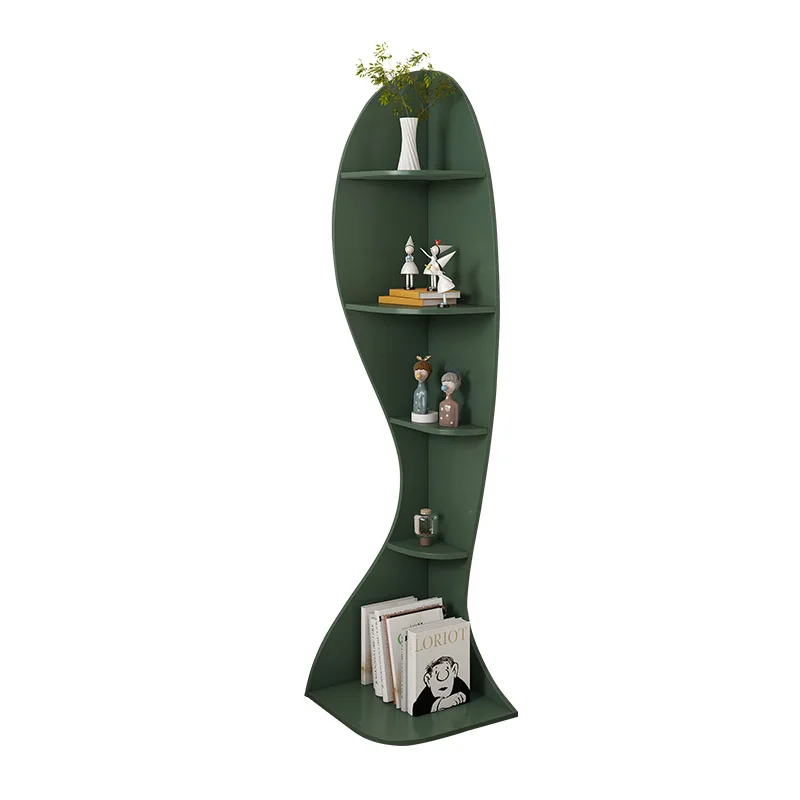 

Corner cabinet shelf, floor triangle bookshelf, living room solid wood bookcase storage
