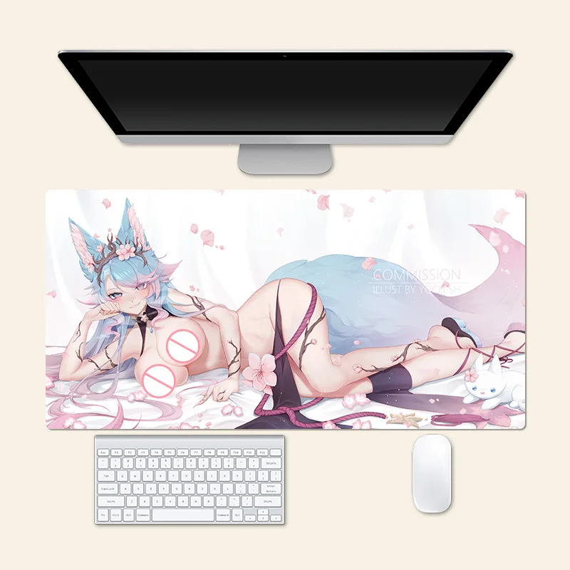 

Furry Silvervale VTuber Anime Large Mouse Pad Office Mousepad Creative Game Desk Mat Gift