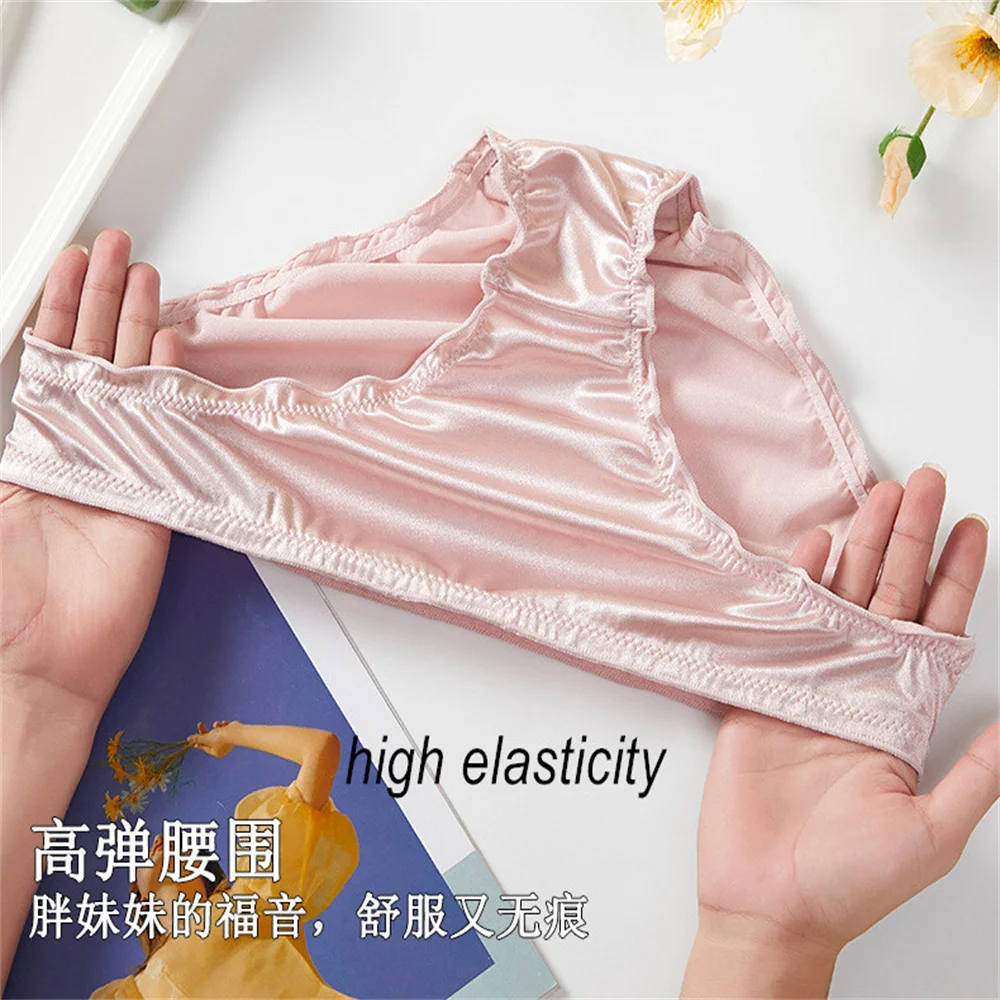 Dámské kalhotky s volánkem, saténové, ledově hedvábné, bezešvé, neviditelné, plus size, velikosti S/M/L/XL - náhled 5