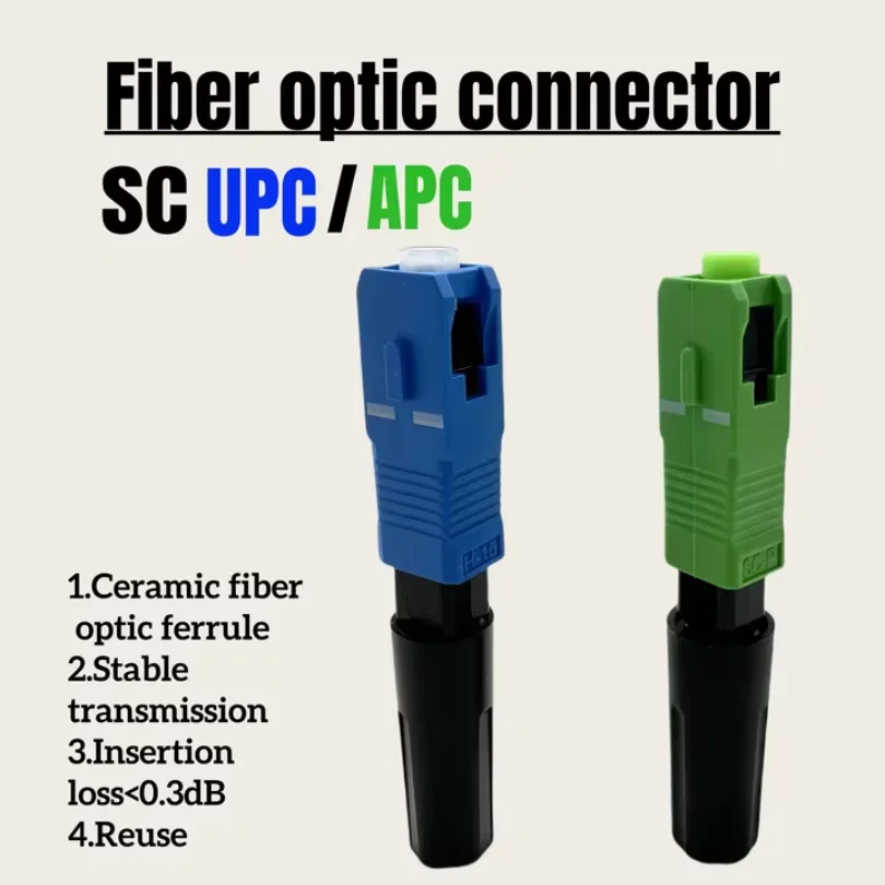 Quick Field Assembly FTTH Embedded Optical Fast Connector SC APC SM Fiber Optic SC UPC Cold Connector Optic Adaptert  Lot 60mm