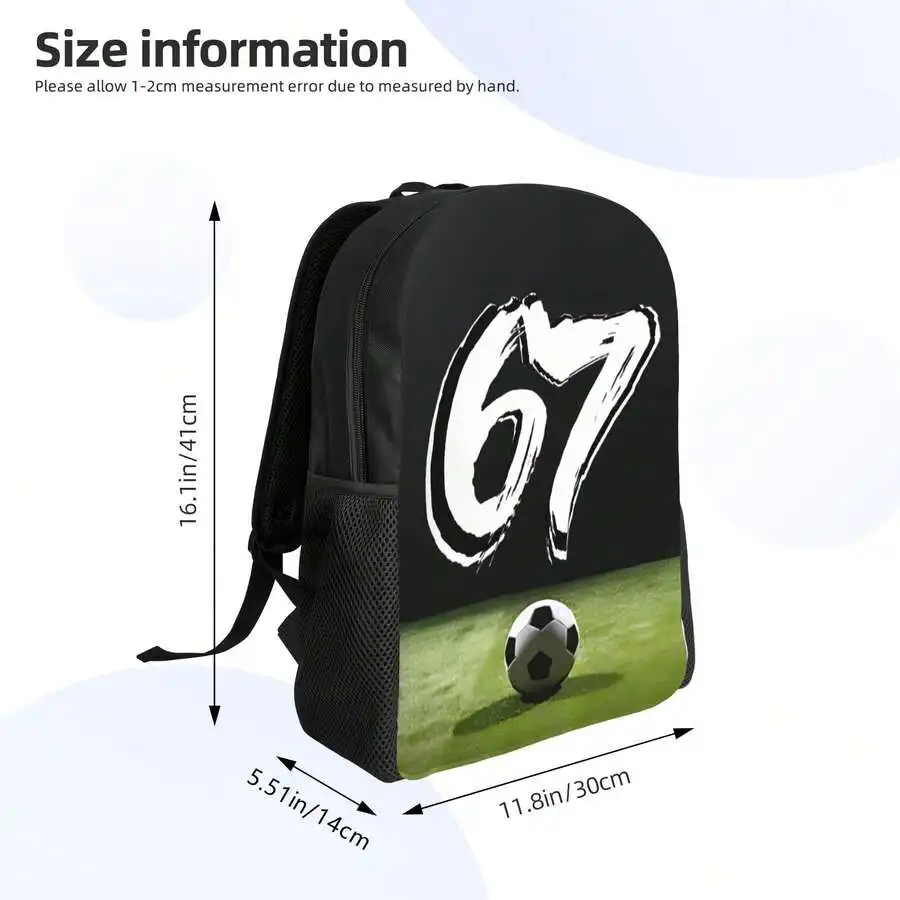 

67 Meme Soccer Design Backpack For Adults Casual Large Capacity Bookbag With Zipper Closure
