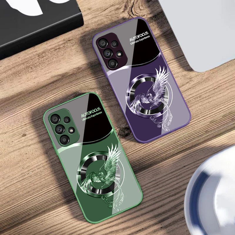 

Handsome Pink Phoenix For Samsung S25 S25 Edge S25Ultra S8 9 S10 20 U ltra S21 Pro S22 Plus S23 FE S24 Ultra Glass Phone Case