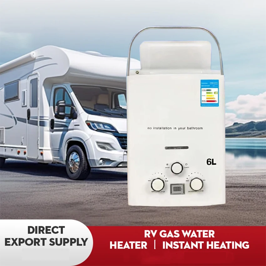

Водонагреватель для сжиженного нефтяного газа, 6 л, мгновенный газовый водонагреватель, защита от перегрева и сухого образа с цифровым дисплеем для кемпинга, автофургонов, автомобиля