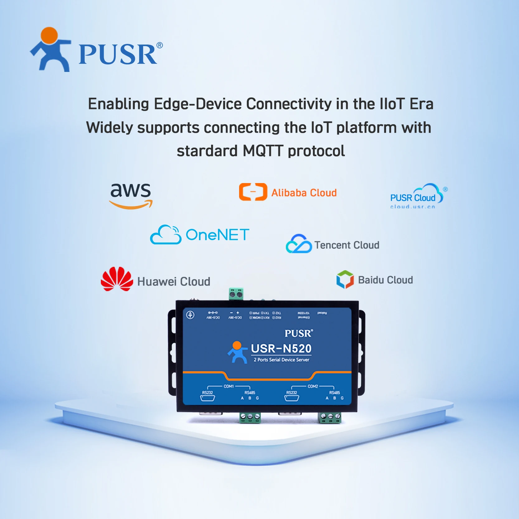 USR-N520-H6 Secure Serial Device Server RS232 RS485 Serial To Ethernet Converter With Edge Computing SSL/TLS Modbus Gateway