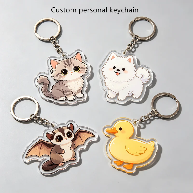 Customized Acrylic Keychain Custom Cute Pet Made Keyring Customize Personalized Key Ring Wth Your Photo For Bag Gifts
