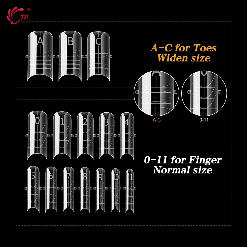 TP جديد 150 قطعة/صندوق تو مسمار قوالب الاكريليك أشكال مزدوجة نصف/غطاء كامل بولي جيل للأظافر وصلات لإطالة الأظافر قوالب قابلة لإعادة الاستخدام مسمار العلوي أشكال #5