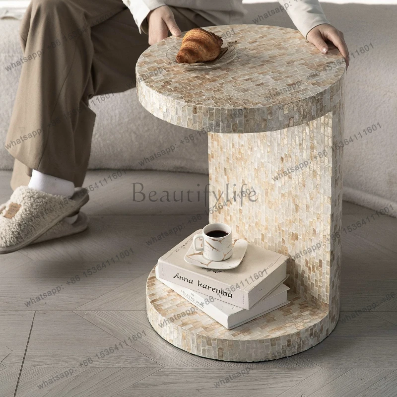 French shell edge sofa corner balcony small coffee table craft small table