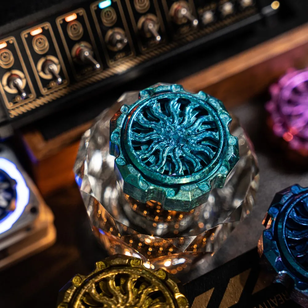 9 HAND EDC Ice Crystal Titanium ENGINE Limited Edition 99 Fidget Spinner Adult Sensory Toys Multi-blade Fidget Spinner